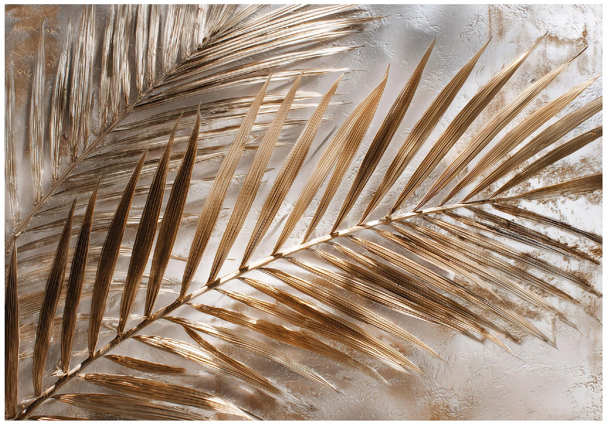 FOTOTAPETE Blätter Beton Golden 400x280 cm - Multicolor, Papier (400/280cm) - Wallarena