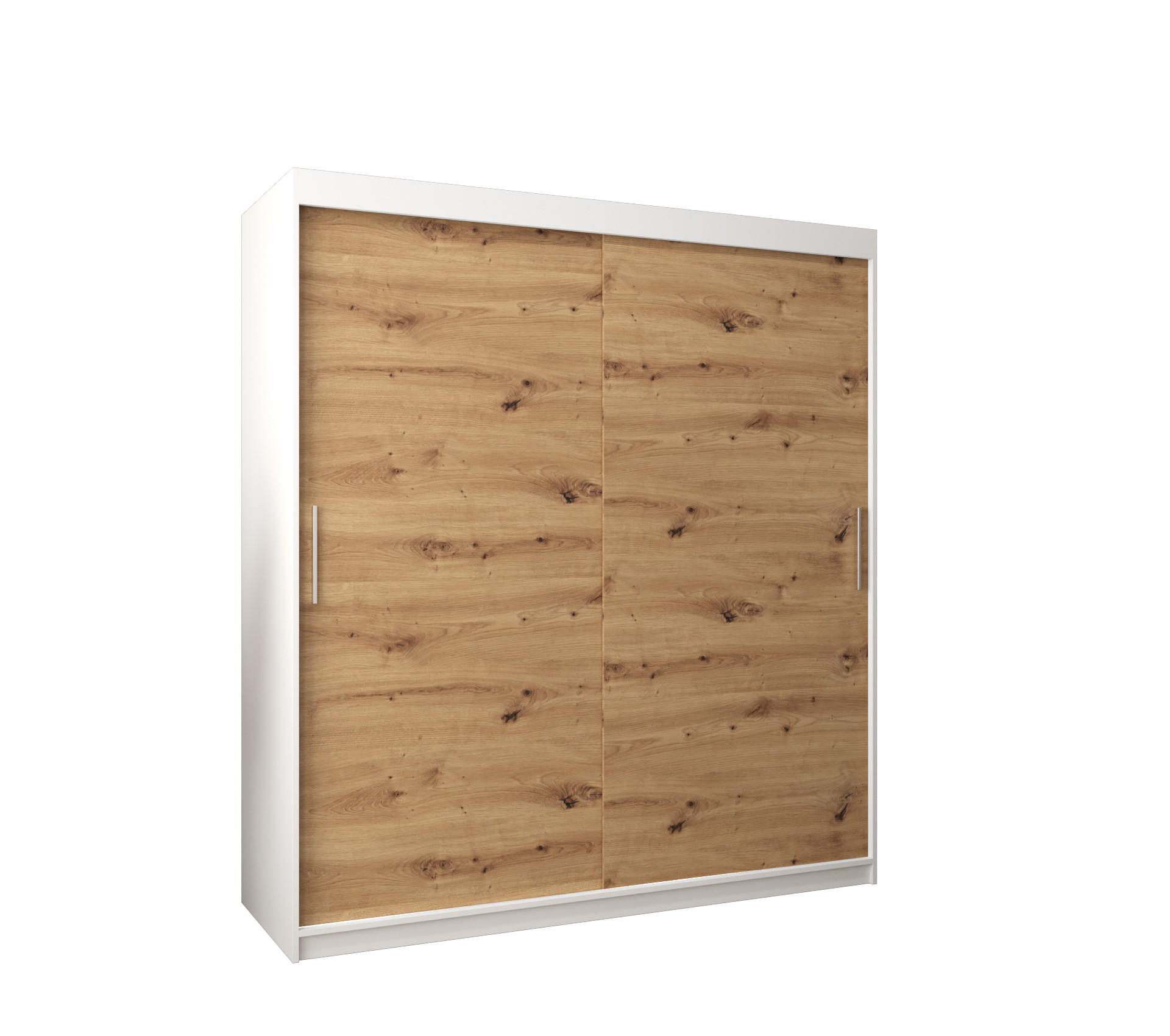 SCHWEBETÜRENSCHRANK 200/180/62 2-türig - Silberfarben/Eiche Artisan, Holz/Kunststoff (180/200/62cm) - Abiks Möbel