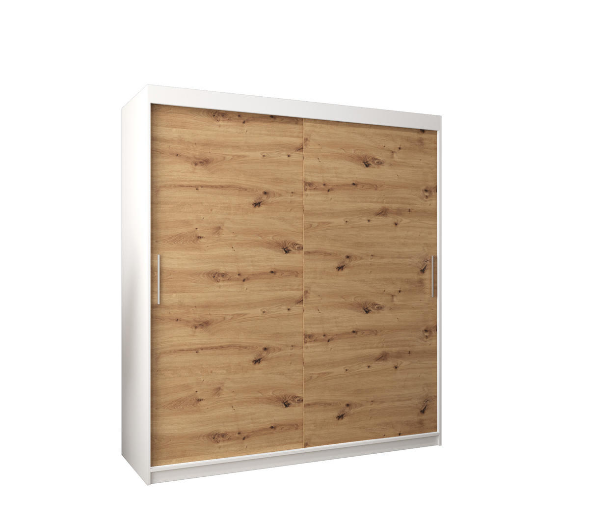 SCHWEBETÜRENSCHRANK 200/180/62 2-türig - Silberfarben/Eiche Artisan, Holz/Kunststoff (180/200/62cm) - Abiks Möbel