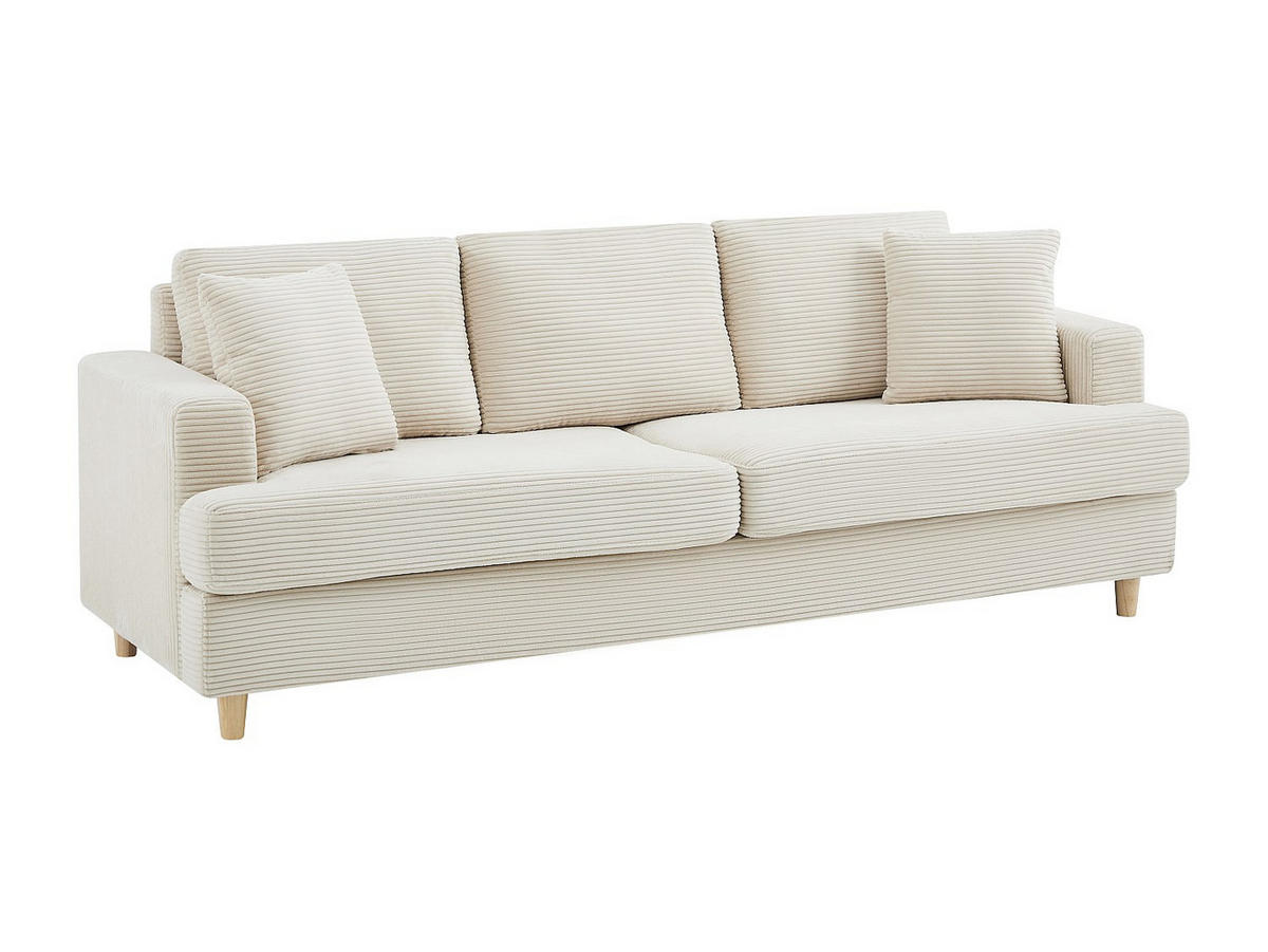 SOFA - 3 Personen - samt - beige Yocaba - Beige, Textil (216/86/79cm) - Vente-Unique