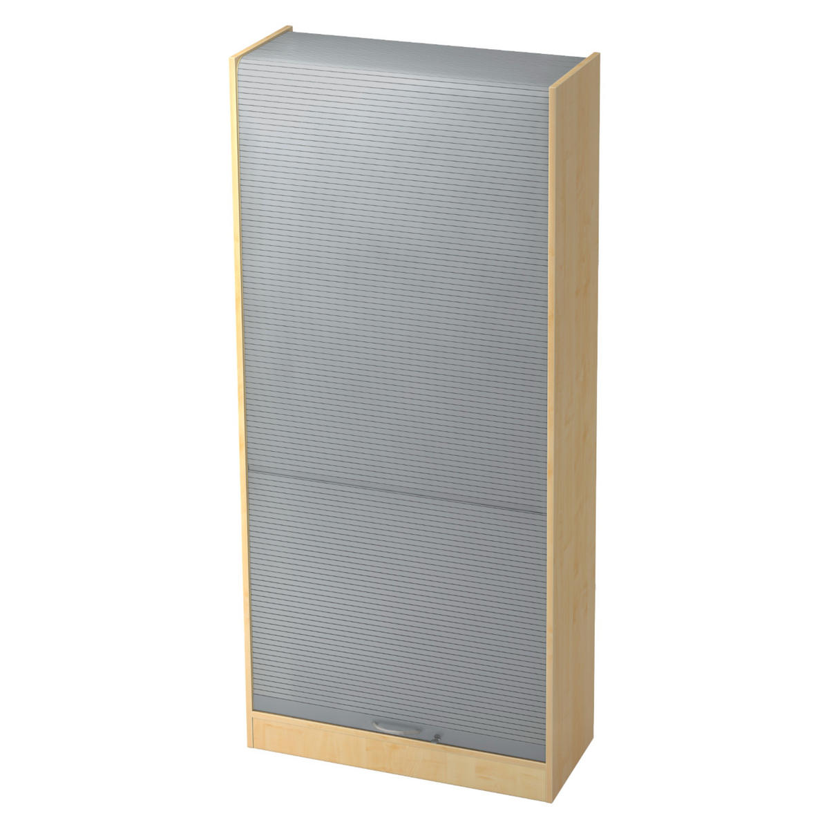 ROLLLADENSCHRANK - 5 Ordnerhöhen 40/90/200,4 cm in Ahornfarben/Silberfarben Bogengriff (Metall) - Silberfarben/Ahornfarben, Holzwerkstoff (90/200.4/40cm) - bümö
