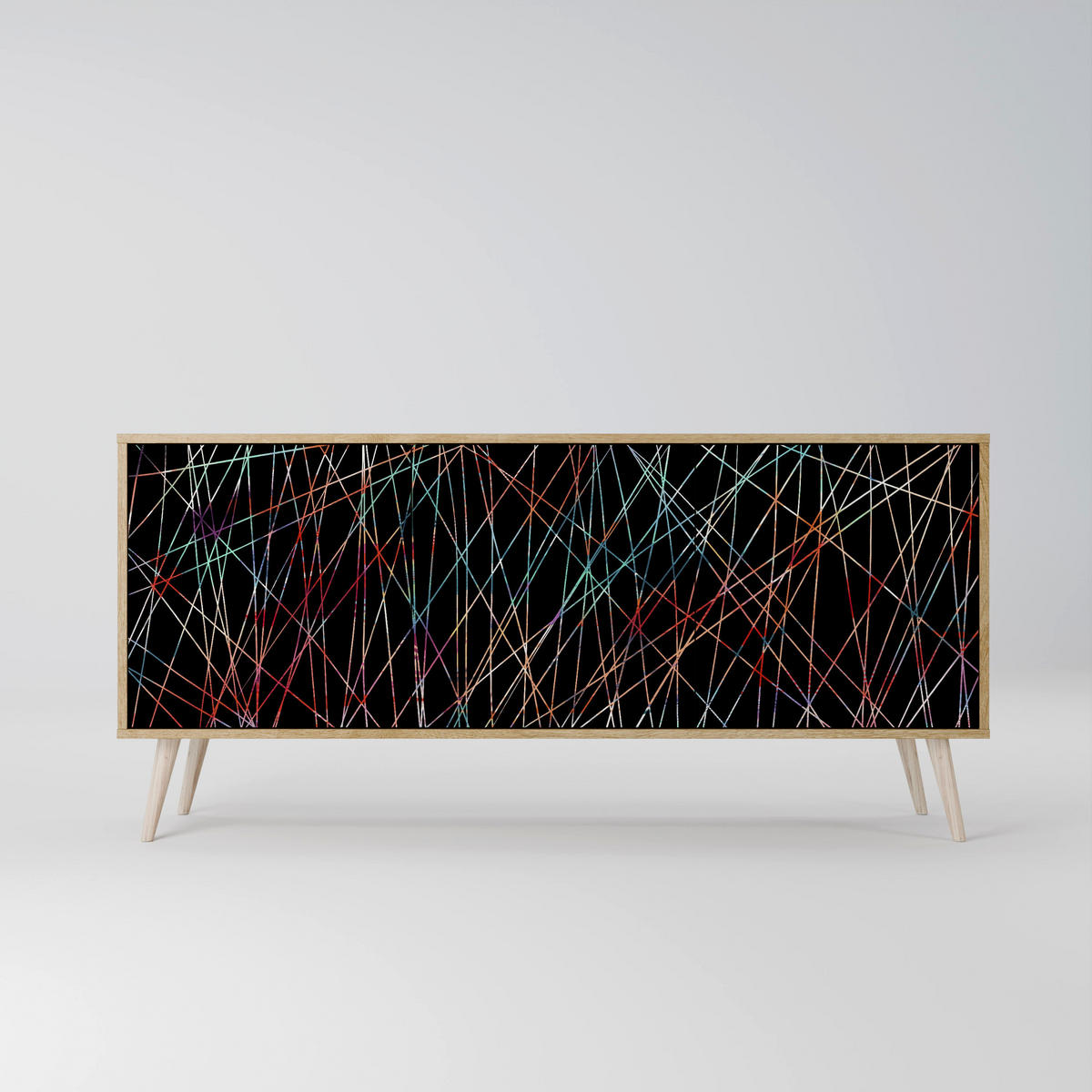 SIDEBOARD LUMINOUS SNARE, Eicheneffekt, 164,5x42x77,5 cm, 3 Türen - Eichefarben/Buchefarben, Holzwerkstoff/Buchenholz (164.5/77.5/42cm) - SpaceRebels