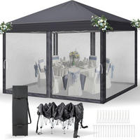 FALTPAVILLON 3 x 3 m Anthrazit mit Moskitonetzen - Anthrazit, Textil (300/245/300cm)