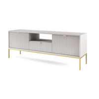 TV-SCHRANK 154 cm Galla mit Schublade, 2 Türen, gold accessories, Grau + Gold - Goldfarben/Grau, Holz (154/56/39cm) - Emporius