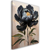 WANDBILD schwarz gemalte pfingstrosenblüte - Schwarz, Textil (40/60cm) - Feeby