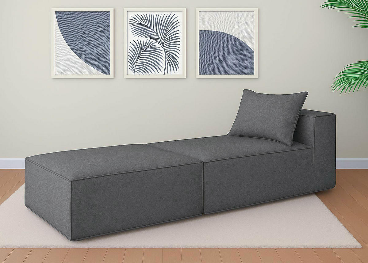 CHAISELONGUE Šedá - sivá, textil (75/63/194cm) - MCW