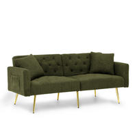 SOFA 2-Sitzer mit verstellbarer Rückenlehne, 2 Kissen, Grün - Grün, Holzwerkstoff (177/74/78cm) - Meubliv
