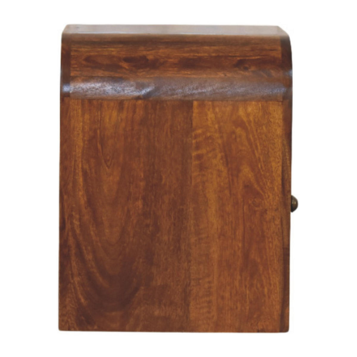 NACHTTISCH Massivholz Darcy Kastanienbraun, 1 Schublade und Offenes Regal - Dunkelbraun/Messingfarben, Mangoholz/Holz (45/45/35cm) - Artisan Furniture