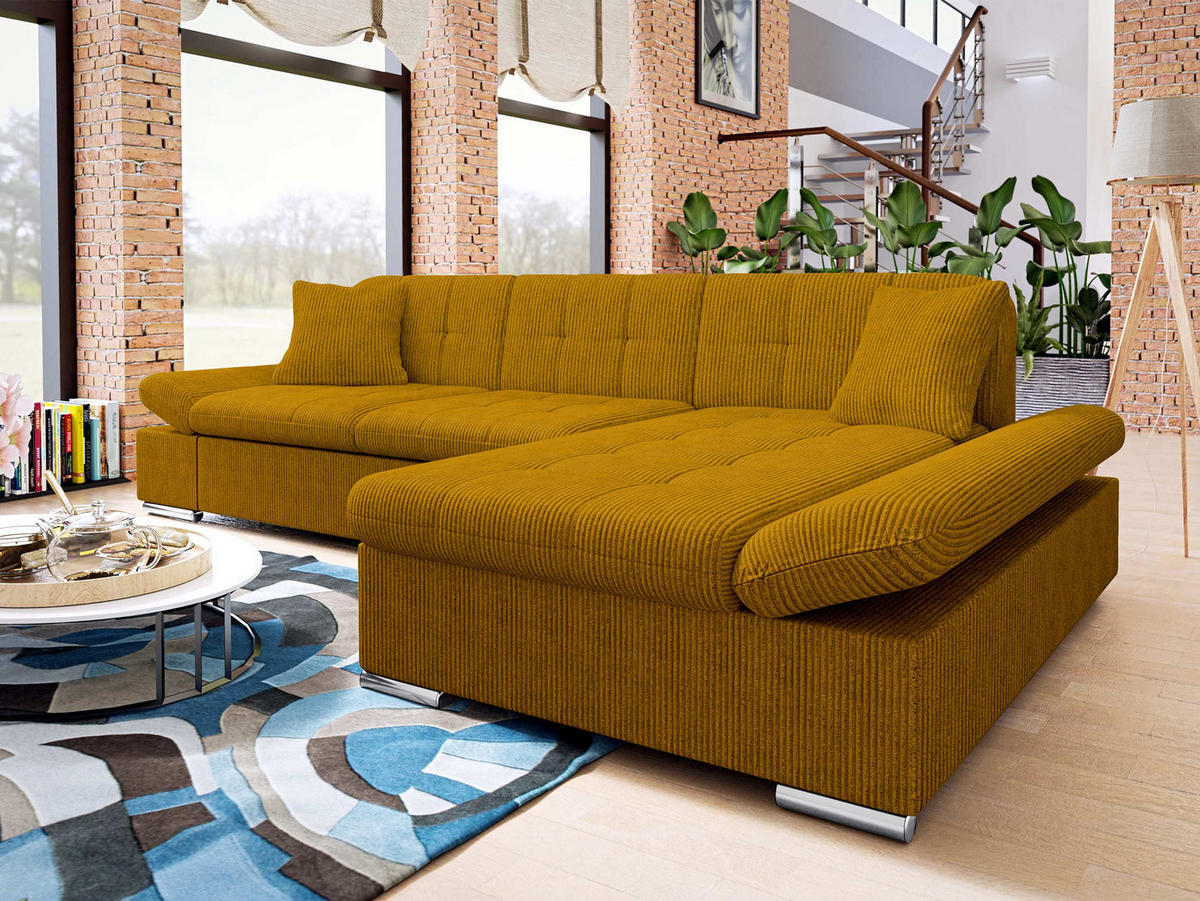 ECKSOFA Malwi Cord, Seite: Rechts - Bronzefarben, Holz/Textil (278/161cm) - MIRJAN24