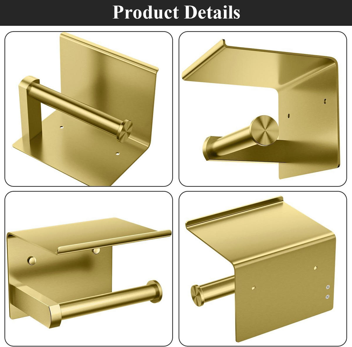 TOILETTENPAPIERHALTER, Wandmontierter Toilettenpapierhalter - Goldfarben, Metall (10/14.4/9.8cm) - BELZ