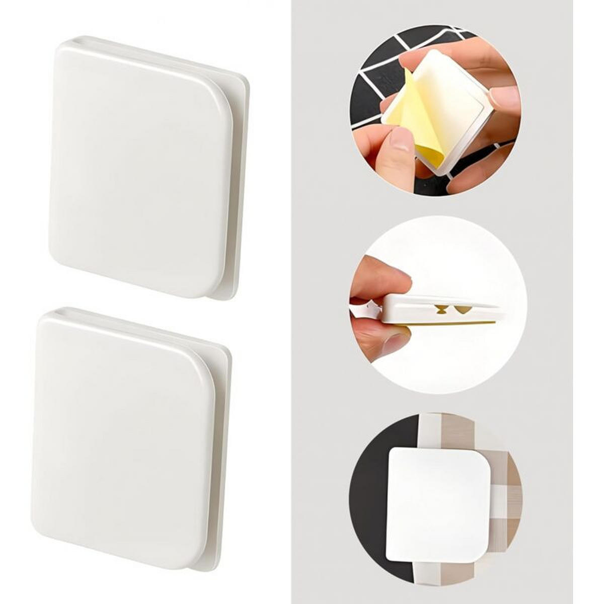 DUSCHVORHANG-CLIPS 4er-Set selbstklebend - Weiß, Textil (5/1/5cm) - MCBOSON