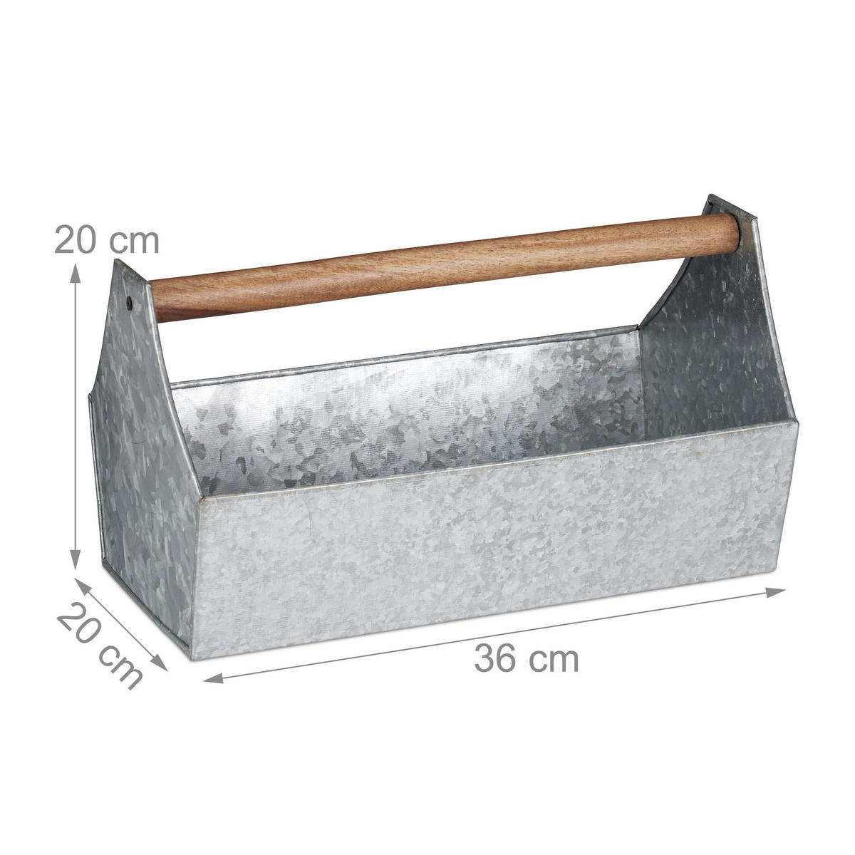 BLUMENKASTEN - Silberfarben, Holz/Metall (36/20/20cm) - Relaxdays