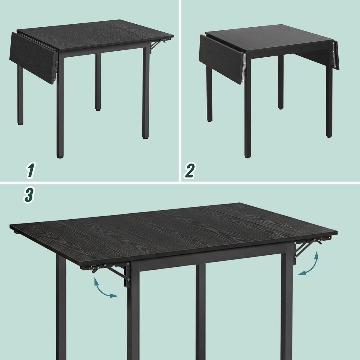 ESSTISCH - Schwarz, Holzwerkstoff/Metall (78/120/76cm) - Relaxdays