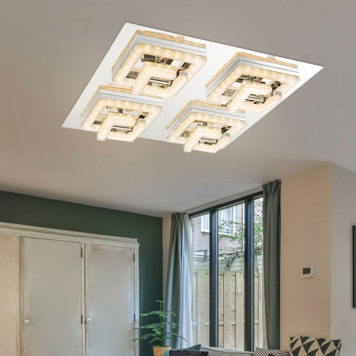 LED DECKENLEUCHTE RENLY Chrom Klar - Silberfarben, Metall (48/48/9cm) - Globo Lighting