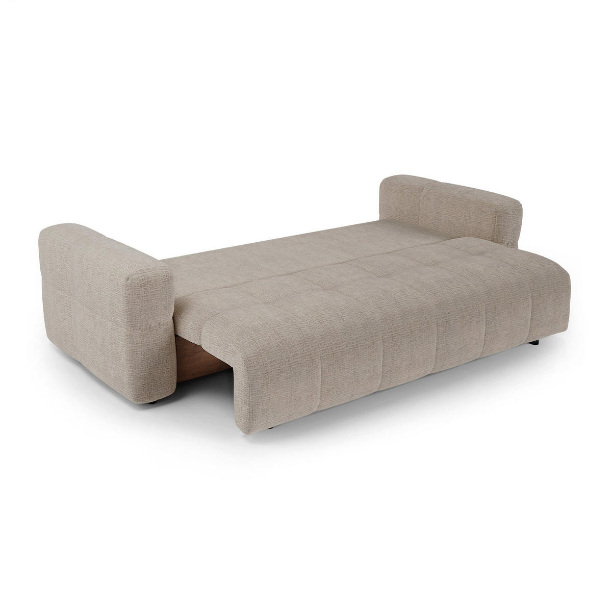 SCHLAFSOFA mit Stauraum VIBE Kettgewebe mit weichem Griff Beige 247cm - Beige, Textil (247/90/102cm) - Premium Interiors