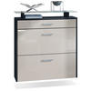 SCHUHSCHRANK Malea Front in Sandgrau Hochglanz - Sandfarben, Holzwerkstoff (89/96/23cm) - Vladon
