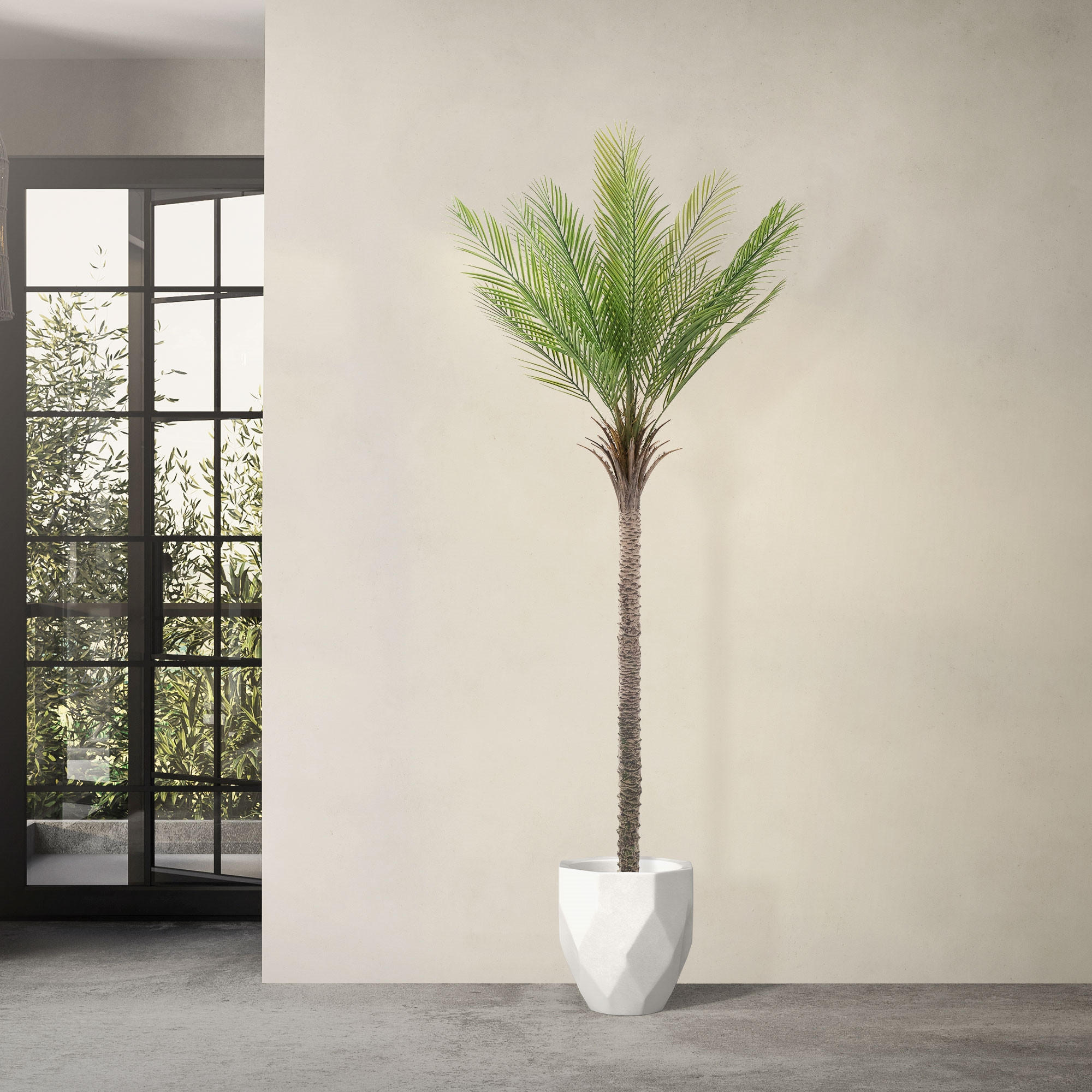 KUNSTPFLANZE Palme - Anthrazit/Grün, Holz/Kunststoff (210cm) - ML-DESIGN