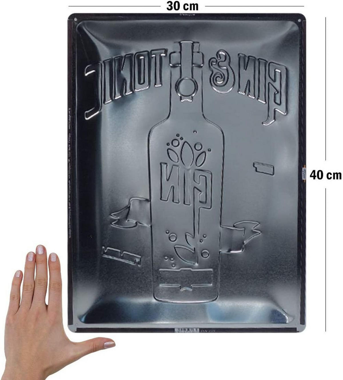 BLECHSCHILD 30/40 cm Open Bar Gin & Tonic Green Edition - Multicolor, Metall (30/40/0.2cm) - Nostalgic-Art