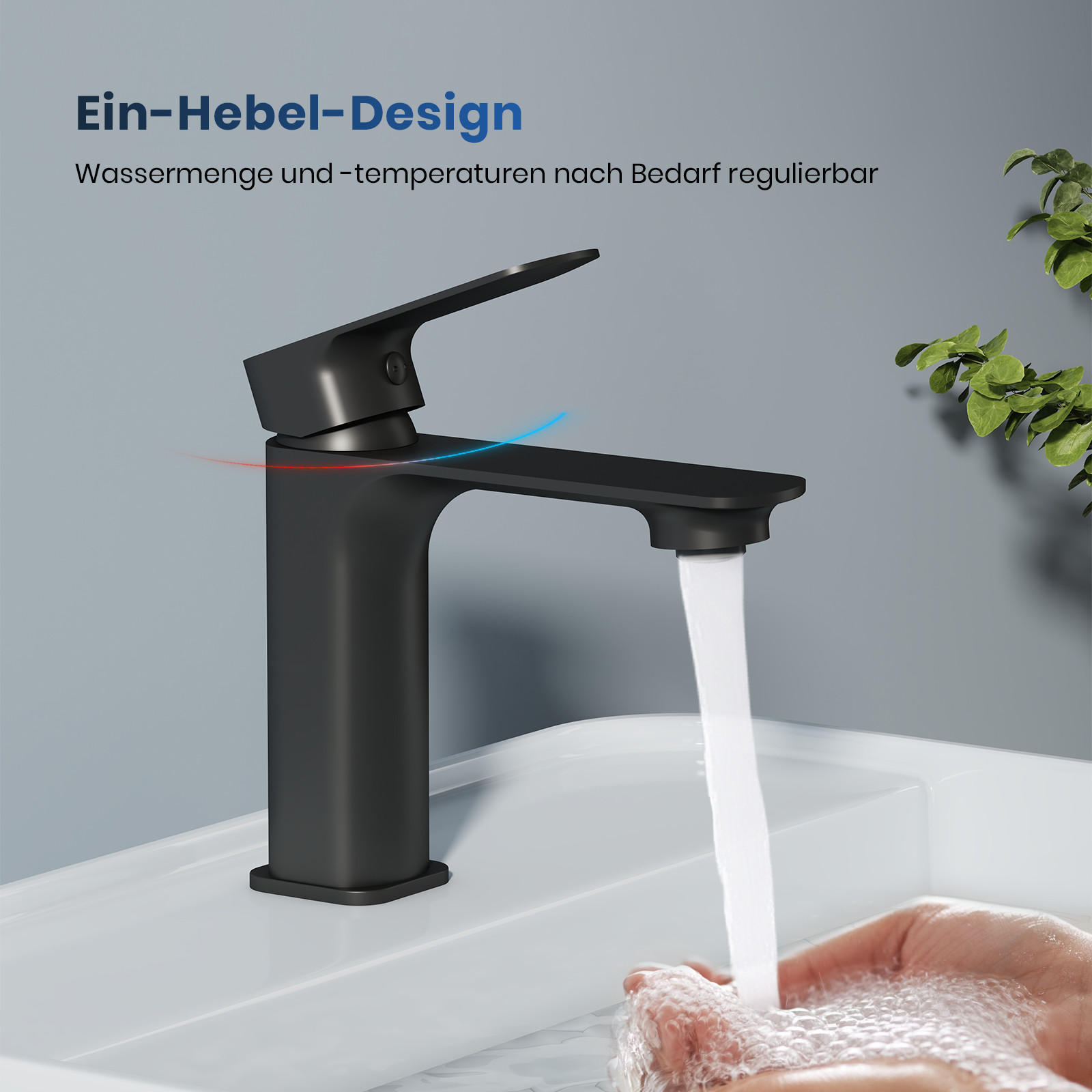 WASCHTISCHARMATUR aus 4MS-Messing Schwarz 15,2 cm - Schwarz, Metall (15.2/4.5/16.6cm) - EMKE