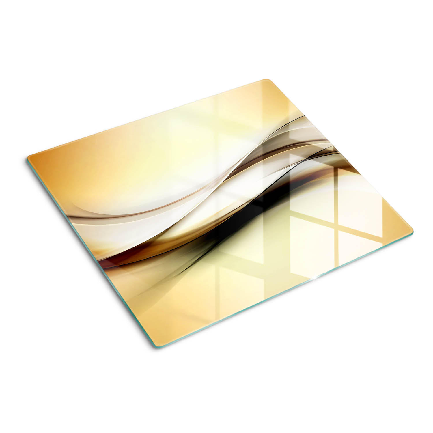 GLASPLATTE 60x52 cm Abstrakt - Goldfarben, Glas (60/0.4/52cm) - TULUP