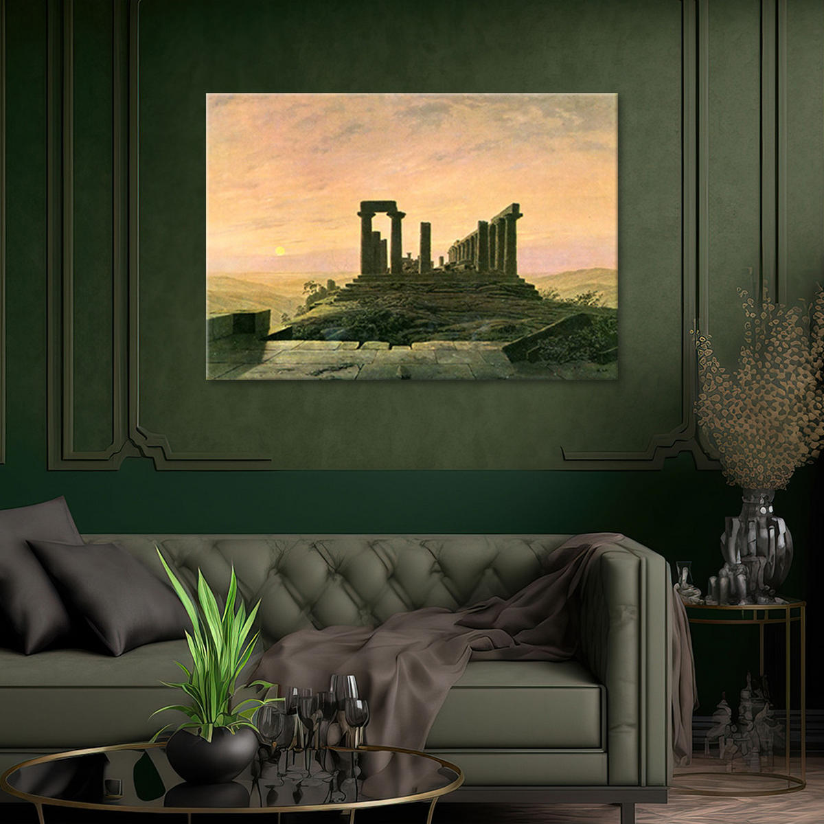 WANDBILD juno tempel in agrigent caspar david friedrich - Multicolor, Textil (60/40cm) - Feeby