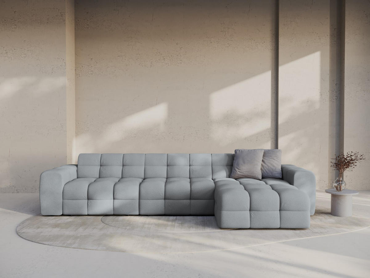 ECKSOFA rechts Kendal aus strukturiertem Stoff platin 5 Sitzplätze - Platinfarben, Textil (173/357cm) - Micadoni