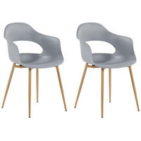 ESSZIMMERSTUHL 2er-Set Kunststoff Grau Utica - Grau, Kunststoff/Metall (54/81/47cm) - Beliani