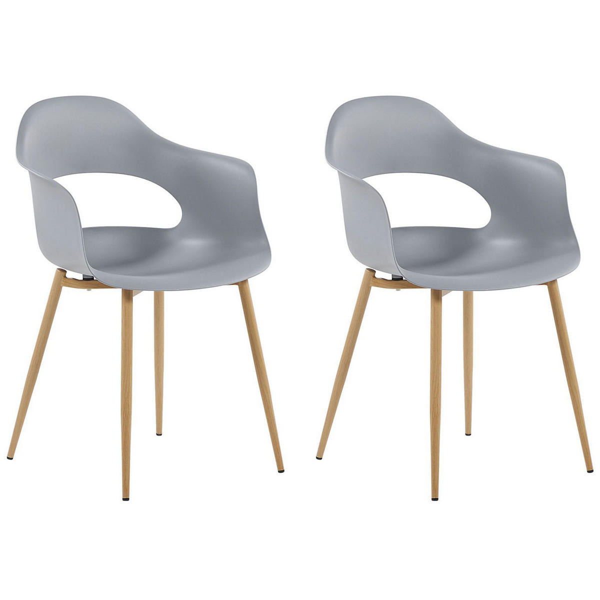 ESSZIMMERSTUHL 2er-Set Kunststoff Grau Utica - Grau, Kunststoff/Metall (54/81/47cm) - Beliani