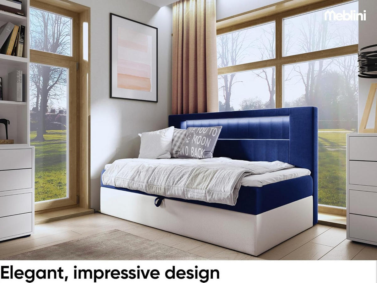 KINDERBETT GARETH 2 - Dunkelblau/Weiß, Holzwerkstoff (111/201cm) - Meblini