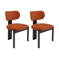 STUHL 2er-Set - Bouclé-Stoff & Kautschukholz - Schwarz & Terracotta - WILANA - Braun, Textil (60/85/56cm) - Vente-Unique