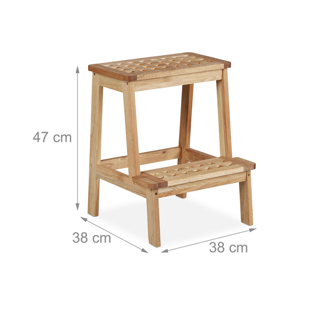 TRITTHOCKER - Hellbraun, Holz (38/47/38cm) - Relaxdays