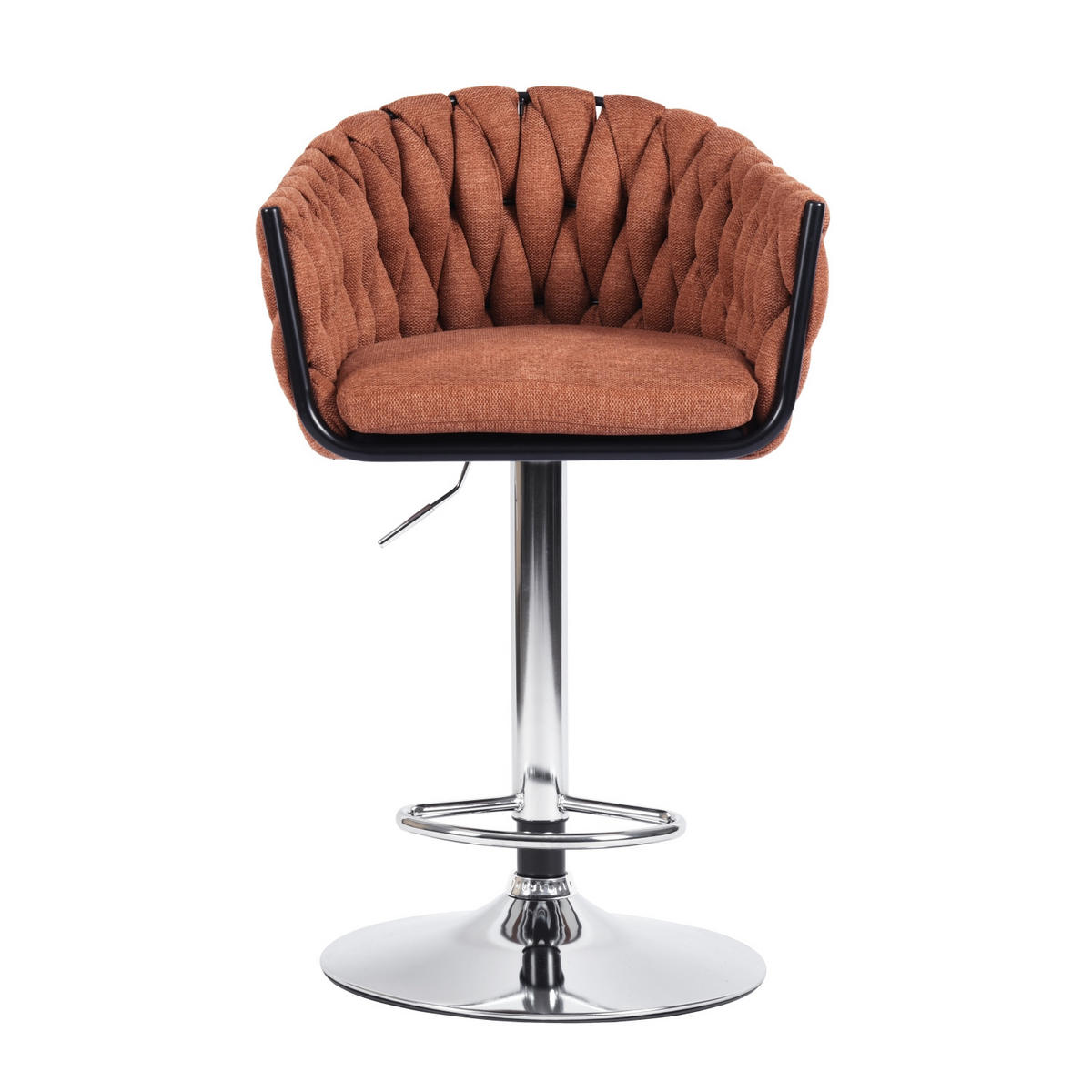 BARHOCKER 2er-Set, Stoff, höhenverstellbar 87-108cm, orange - Chromfarben/Orange, Metall (53/108/50cm) - Urban Meuble