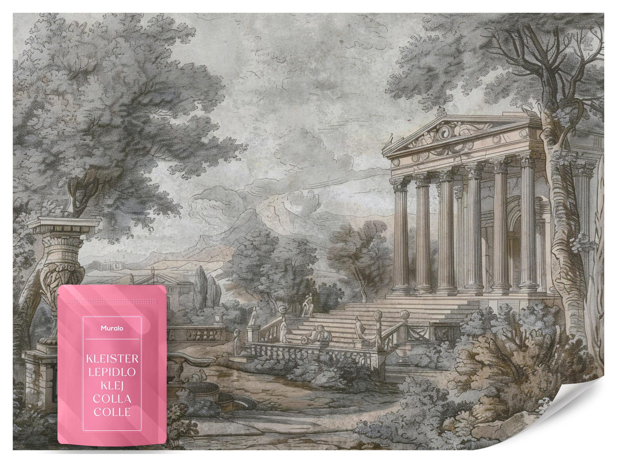 FOTOTAPETE Antike Architektur Bäume Landschaft 350x256 - Beige/Braun, Papier (350/256cm) - Muralo