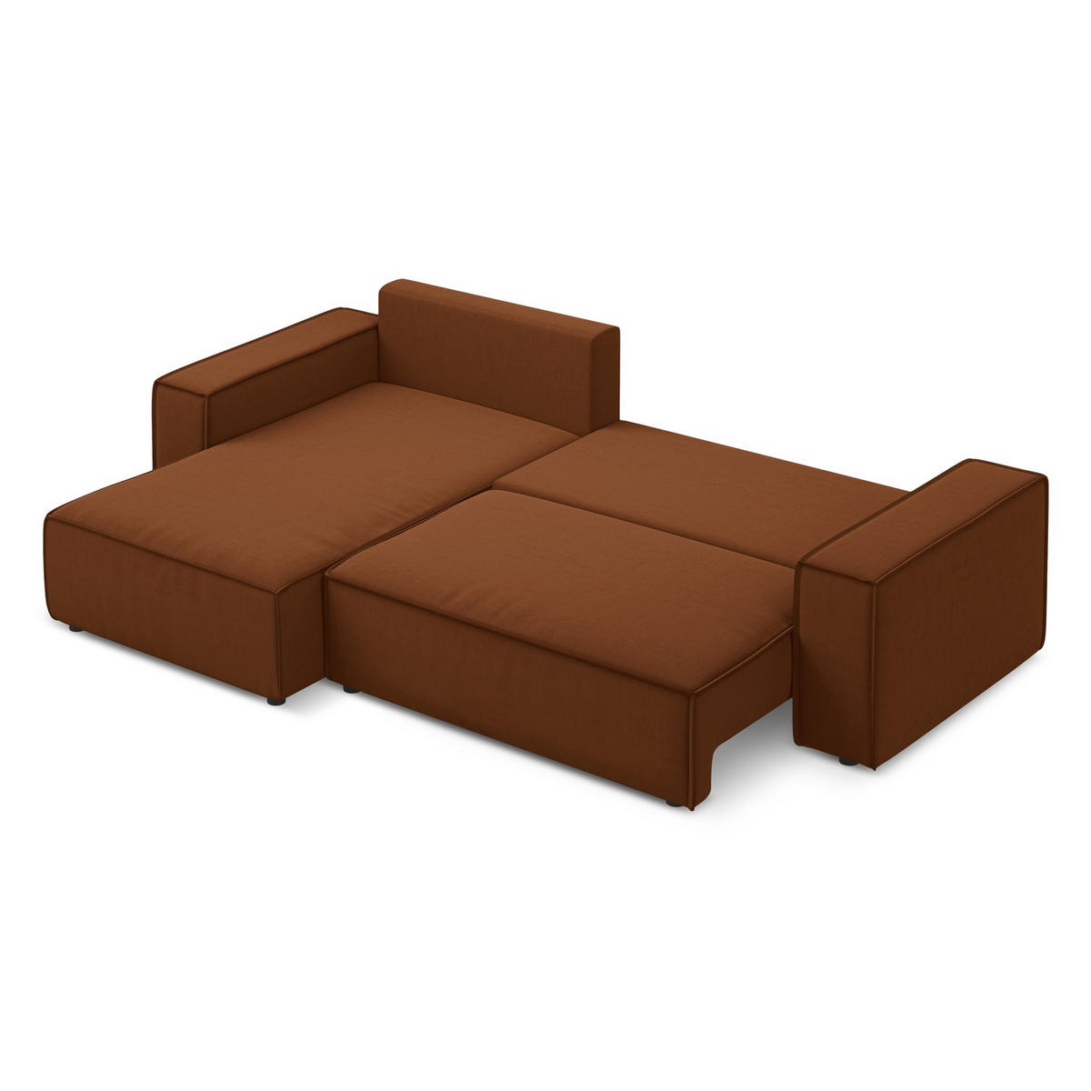 ECKSOFA mit Schlaffunktion Samt Stoff Orange - Terracotta/Schwarz, Kunststoff/Textil (185/290cm) - LaMiaSofa