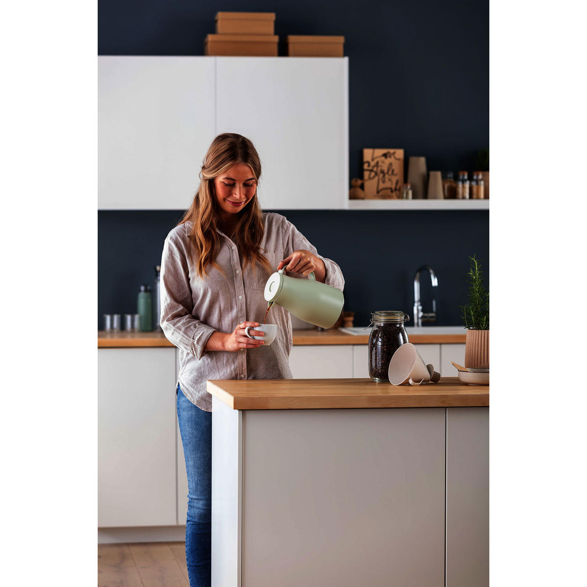 ISOLIERKANNE ECONSCIOUS, Kunststoff / Hartglaseinsatz, Fog Green, 1 L - Grün, Kunststoff (1L) - Alfi