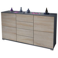 SIDEBOARD Rova Eiche sägerau - Eiche San Remo, Holzwerkstoff (138.5/75.5/35cm) - Vladon