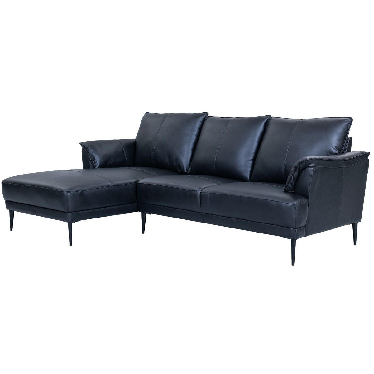 ECKSOFA Echtleder Schwarz - Schwarz, Leder/Metall (233/155cm) - Furnhouse