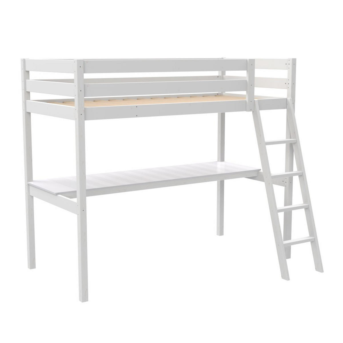 HOCHBETT ASPEN / 90x190 cm mit schreibtisch - Weiß - Weiß, Holz (90/190cm) - Weber Industries