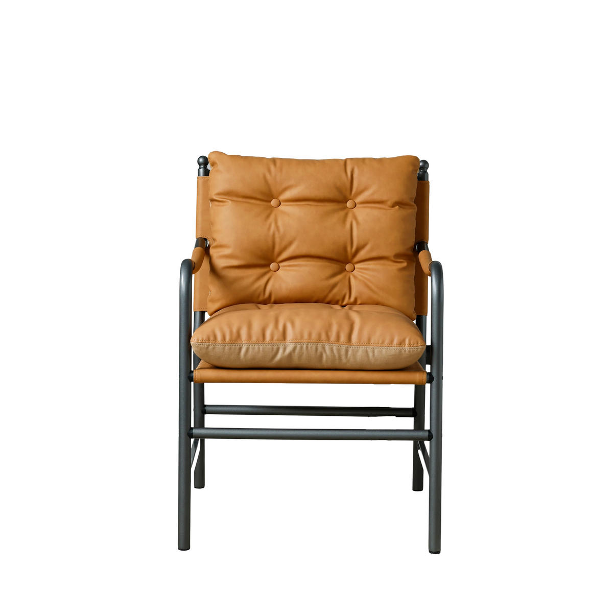SESSEL PU-Leder mit schwarzem Metallrahmen, DE-42431, Braun - Braun, Metall (62/90/60cm) - ComfortXL