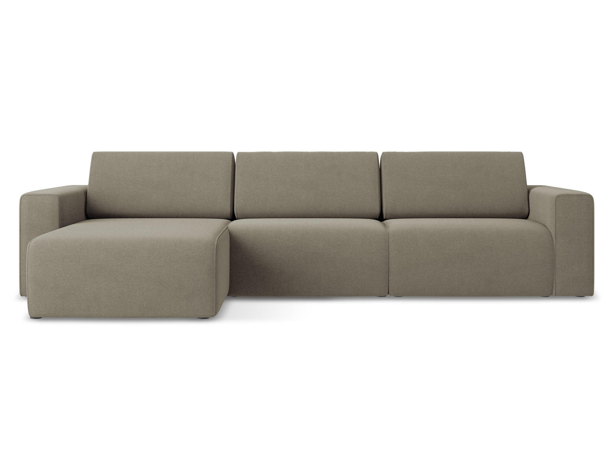 ECKSOFA Links Strukturstoff Stoff Beige - Beige/Schwarz, Kunststoff/Textil (167/314cm) - Makamii