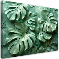 LEINWANDBILD, Grüne Monstera-Blätter (3D) - Grün, Textil (30/20cm) - Feeby
