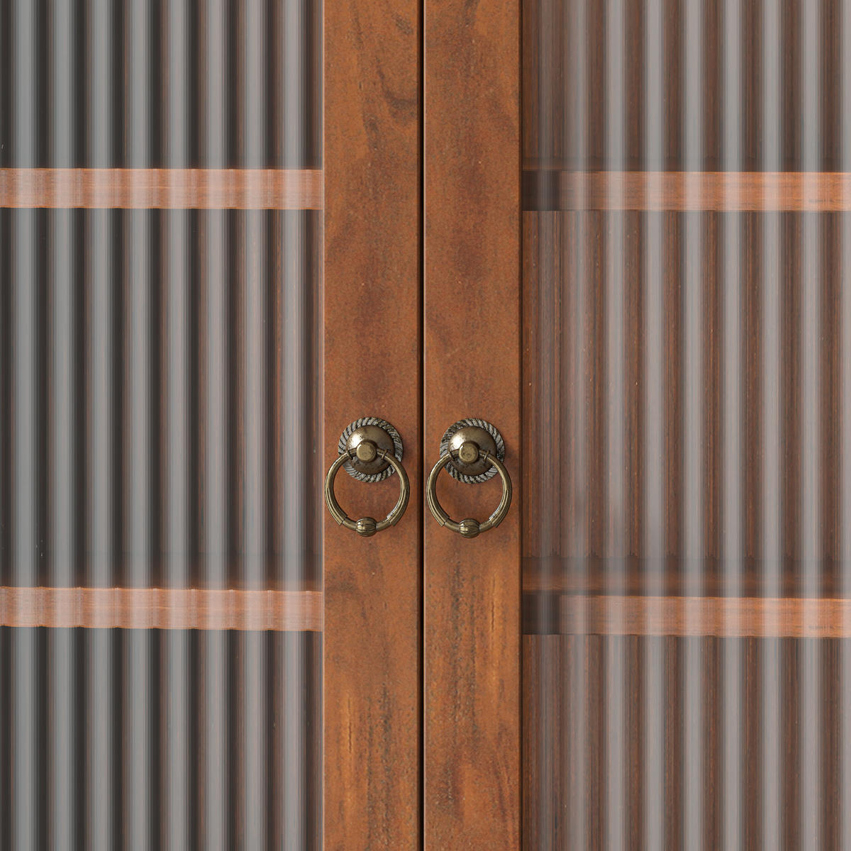 KÜCHENOBERSCHRANK 100x20x80 cm Braun aus Massivholz & Glas mit 4 Türen & Haken - Braun, Holz (100/80/20cm) - Modfu