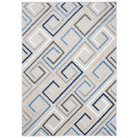 TEPPICH Outdoor Blue Grey Geometrisch Kurzflor Rechteckig- 80x150 cm - Hellgrau, Textil (80/150cm) - Mazovia
