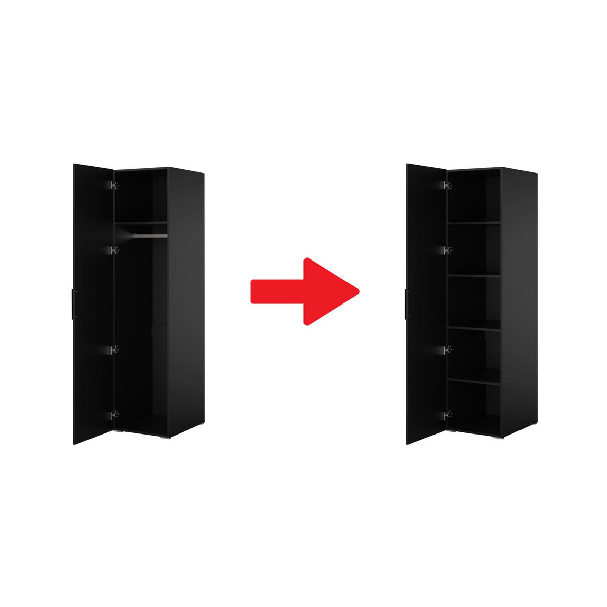 EINLEGEBÖDEN für Schrank Napoli 1D 50 Schwarz (3 Stück) - Silberfarben/Schwarz, Holzwerkstoff/Kunststoff (47/35/55cm) - mzm24