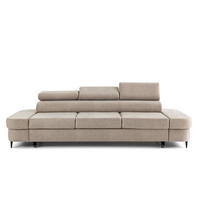 3-SITZER Sofa PRIAM mit Schlaffunktion 125x277 Velours Creme - Creme/Schwarz, Holz/Textil (278/95/102cm) - Muffo