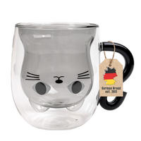 THERMO GLAS Design Katze 200ml - Schwarz, Glas - Intirilife