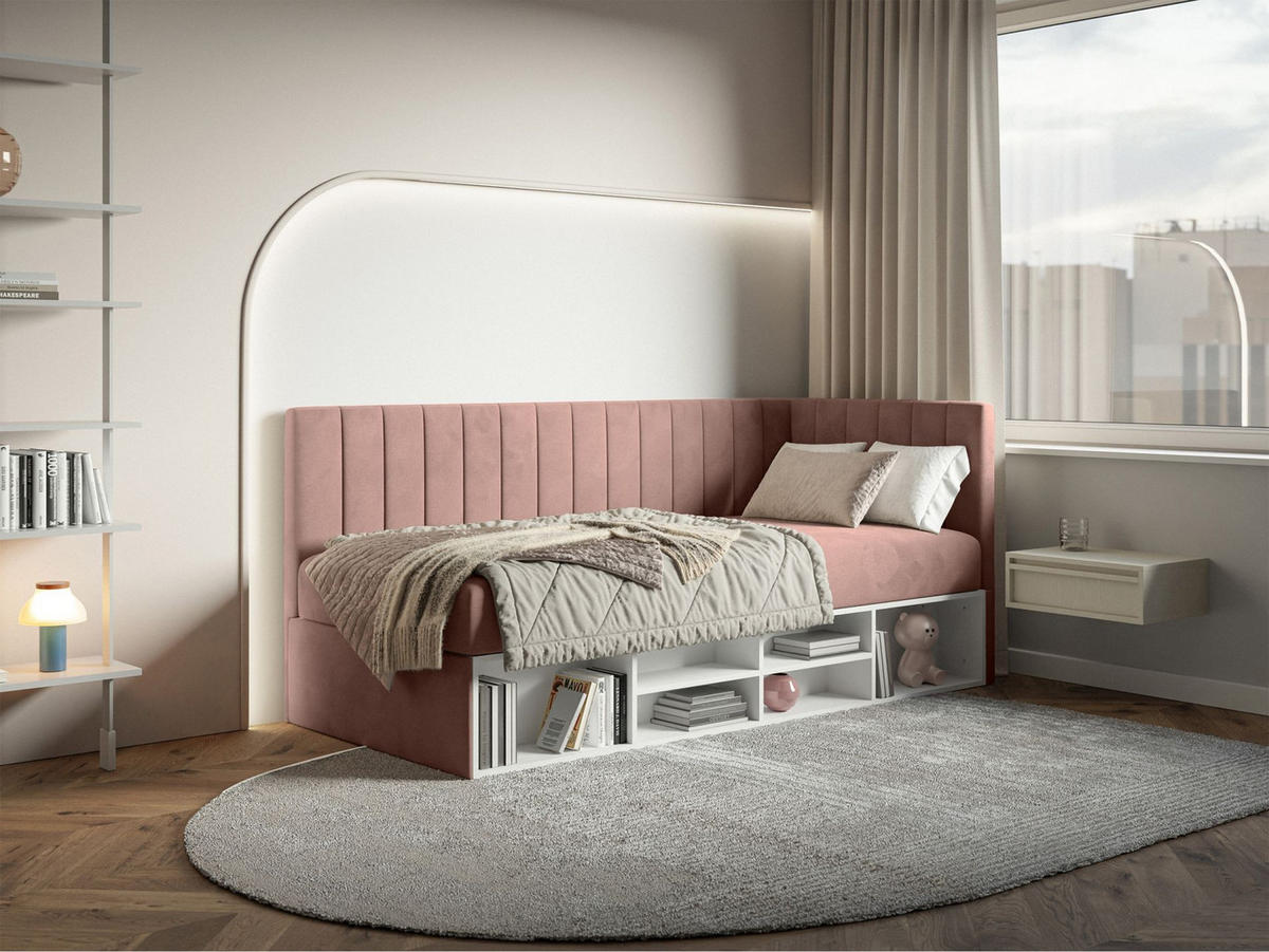 JUGENDBETT Ventrio Hellrosa Easy-Clean-Samtbezug 90x200 cm - Hellrosa, Kunststoff/Textil (90/200cm) - Selsey