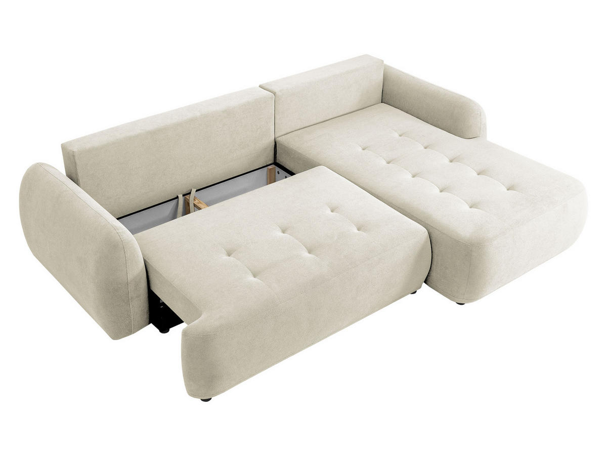 ECKSCHLAFSOFA Bueno II, Seite: Links - Creme/Schwarz, Holz/Textil (280/185cm) - MIRJAN24