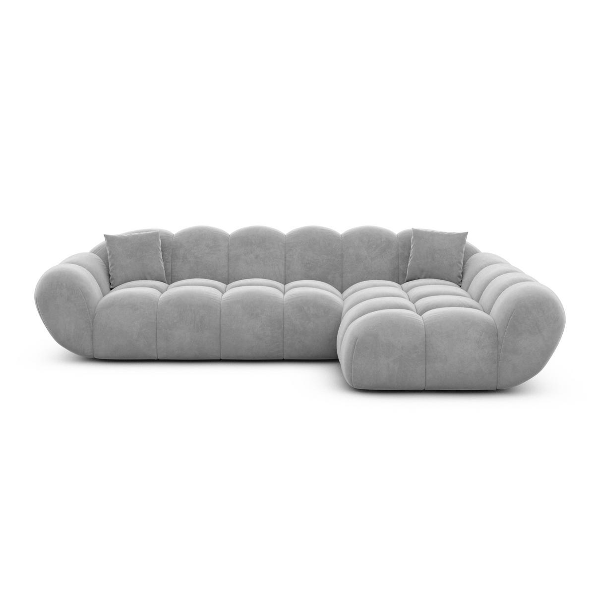 ECKSOFA Liva Hellgrau Samtstoff L-Form Rechts - Hellgrau, Textil (160/265cm) - VAROYAL