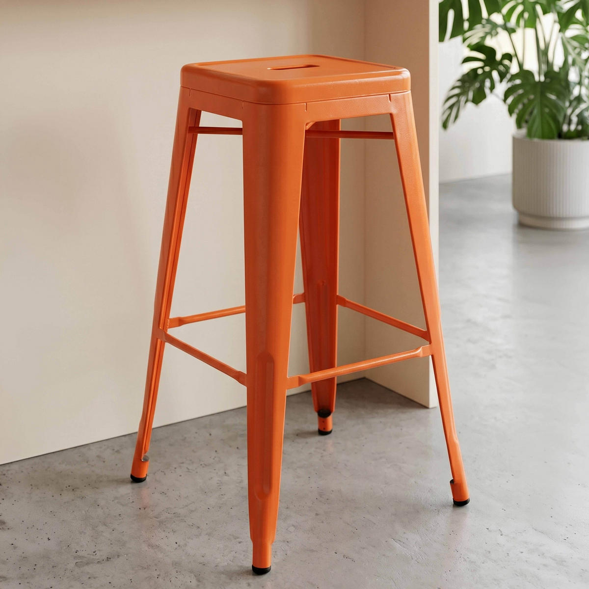 HOCHSTUHL 4-tlg., Orange - Orange, Metall (43/76/43cm) - Oviala